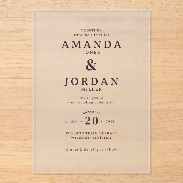 Faire invitation de mariage typographique noir (Recto)