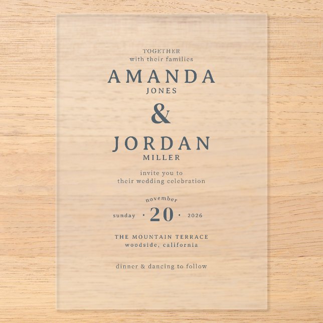 Faire Invitation de Mariage Typographique Noir (Recto)