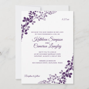 Faire invitation de mariage Vignes - prune / viole