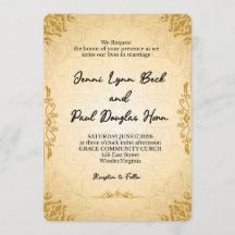 Faire Invitation de Mariage Vintage en Or