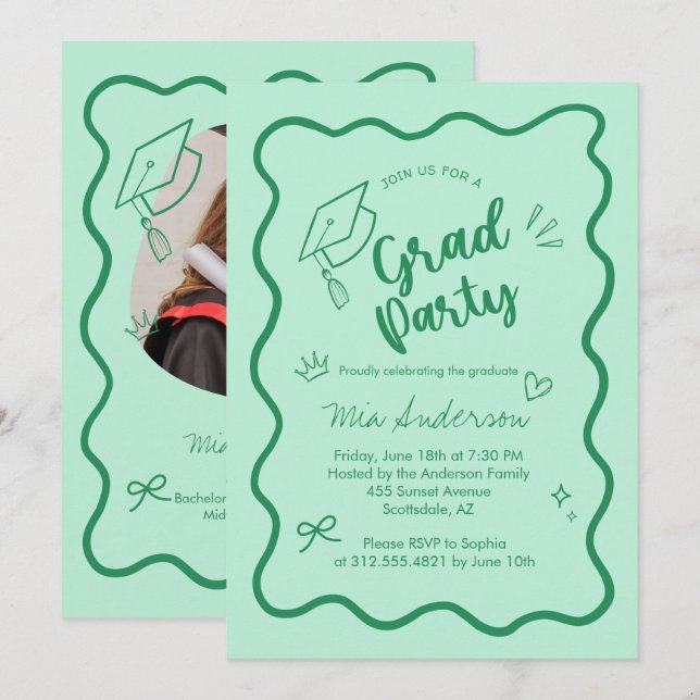 Faire invitation de remise de diplôme avec une bor (Devant / Derrière)