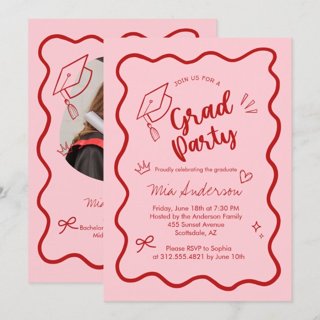 Faire invitation de remise de diplôme avec une bor (Devant / Derrière)