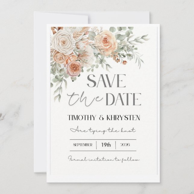 Faire invitation Peach et Green pour sauver la dat (Devant)