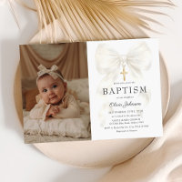 Faire invitation photo de baptême fille au ruban b