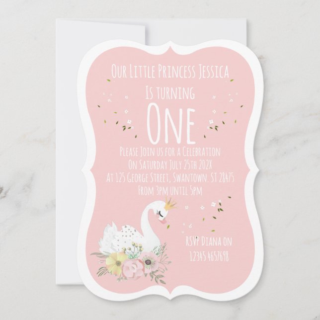 Faire Invitation pour Premier Anniversaire au Cygn (Devant)