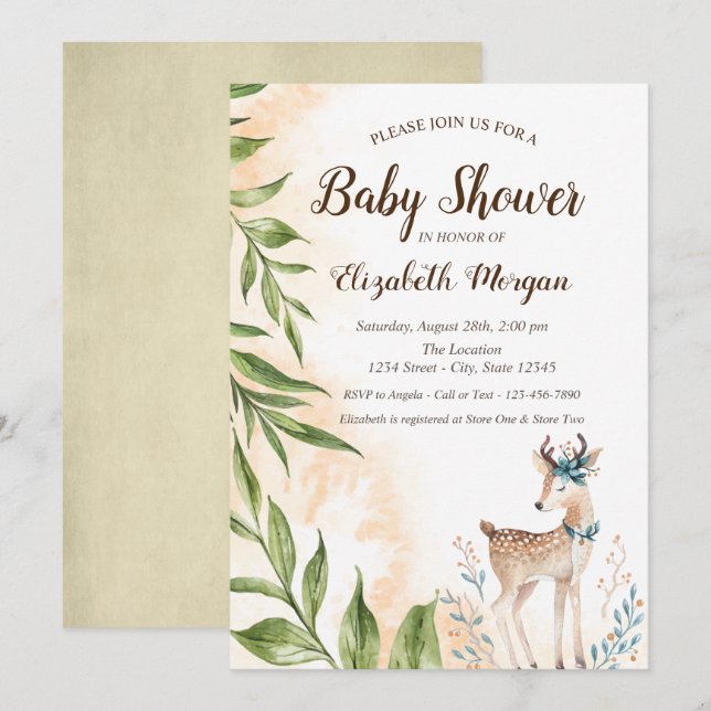 Faire invitation pour une baby shower avec un jeun (Devant / Derrière)