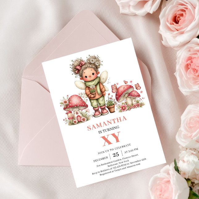 Faire invitation rose pour le 1er anniversaire de  (Cute Princess Fairy 1st Birthday Pink Invitation)