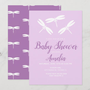 Faire invitations de Baby Shower Dragonflies Viol