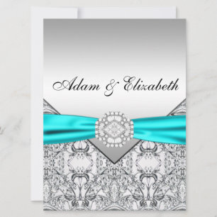Faire invitations de mariage bleu sarcelle argenté