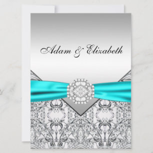 Faire invitations de mariage bleu sarcelle argenté
