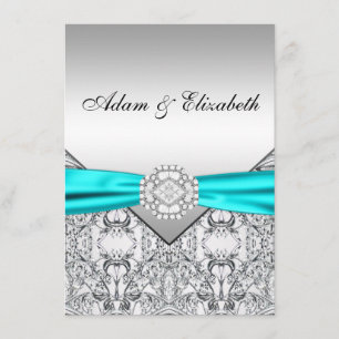 Faire invitations de mariage bleu sarcelle argenté