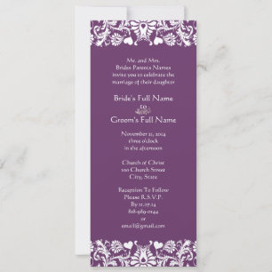 Faire Invitations de Mariage Vintage prune damassé
