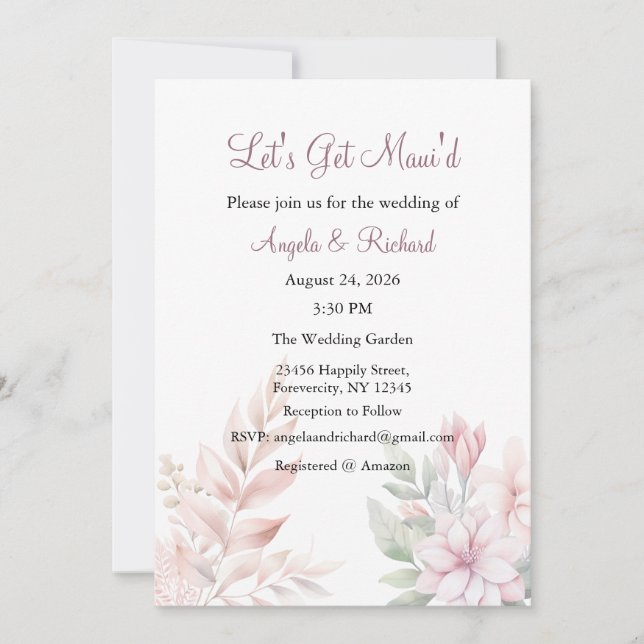 Faire la fête à Maui Invitation de mariage, enterr (Devant)