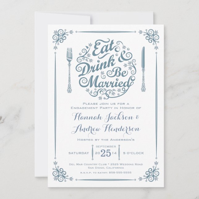 Faire la fête et être mariés Invitation de fiançai (Devant)