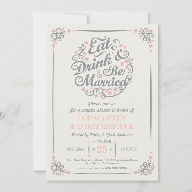 Faire la fête et être mariés Invitation pour la do (Devant)