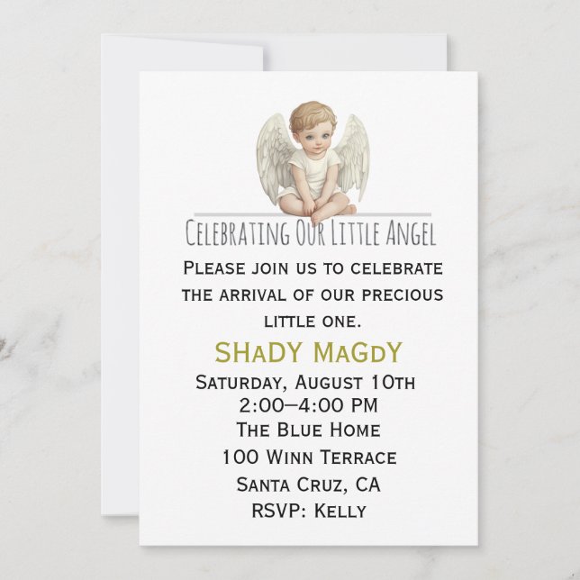 Faire la fête pour notre petit ange Invitation à l (Devant)