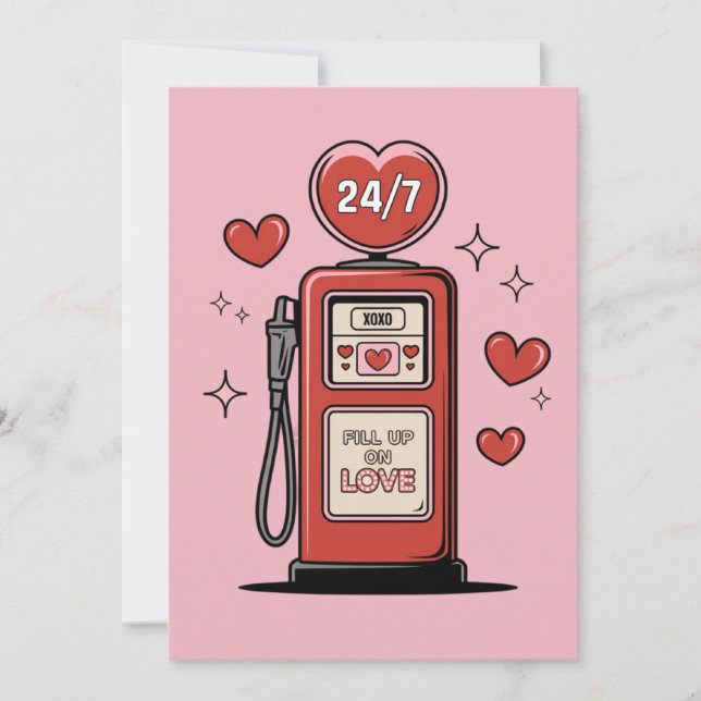 Faire le plein d'amour carte de Saint-Valentin drô (Devant)