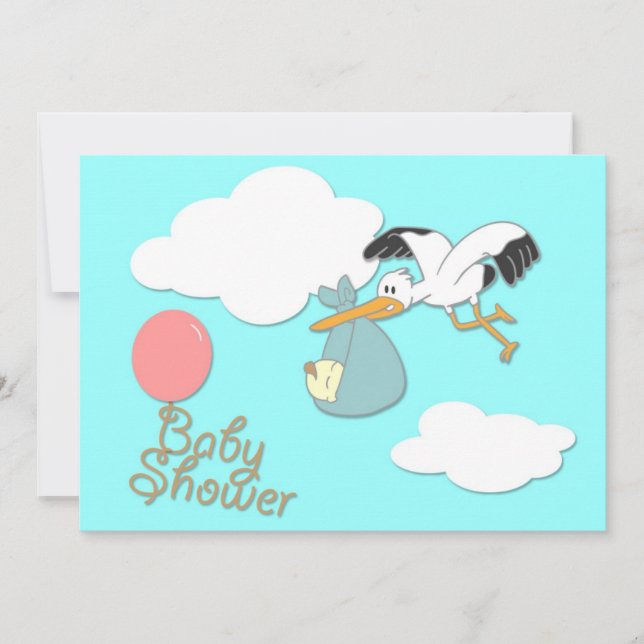 Faire livrer un bébé par une cigogne, invitation à (Devant)