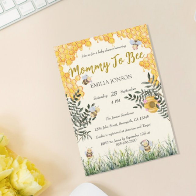 Faire Maman pour l'Abeille Invitation de Baby Show (Créateur téléchargé)
