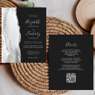 Faire Mariage Code QR Gris Argent Agate Sombre