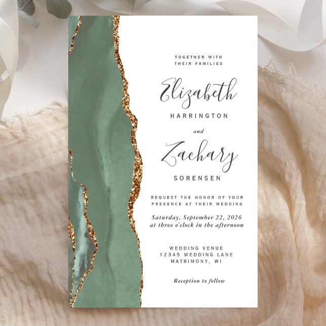 Faire Mariage Vert Sauge Agate Or (Créateur téléchargé)