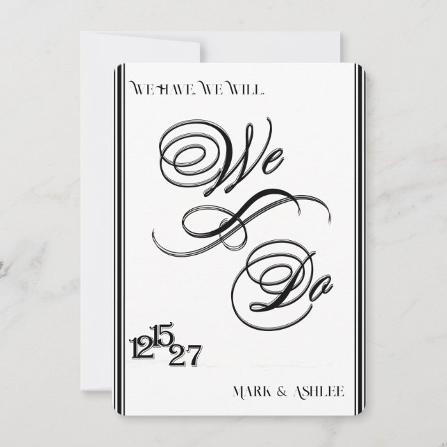 Faire-Nous, Invitation de Mariage Noir et Blanc (Devant)