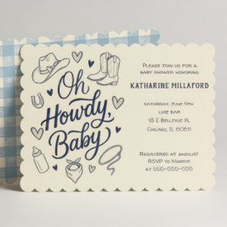 Faire Oh Howdy Cowboy Invitation Baby Shower Weste