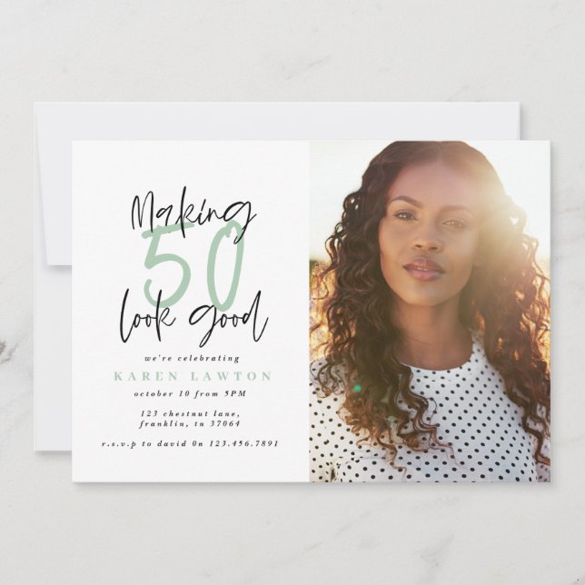 Faire paraître 50 une bonne invitation d'anniversa (Devant)