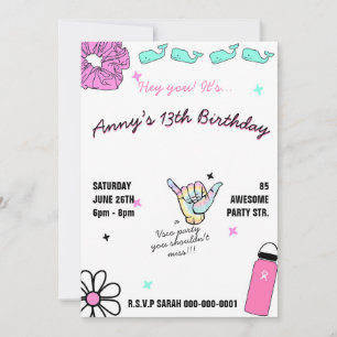 Faire-part 002 Teenager's party vsco tendance thème