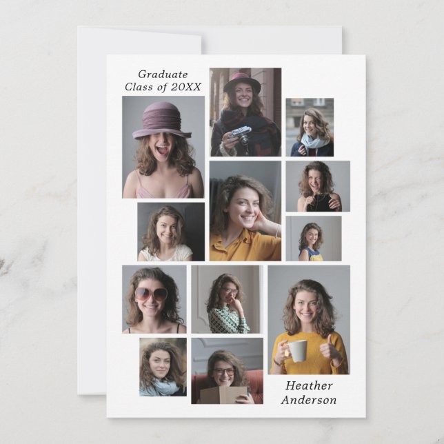 Faire-part 12 Collage Photo Ajouter N'Importe Quel Nom Et Ann (Devant)