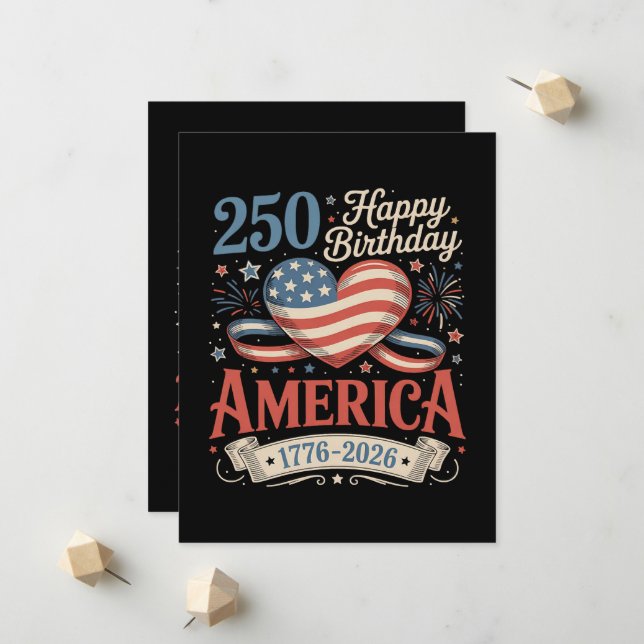 Faire-part  250e anniversaire États-Unis 250 ans (Devant/Arrière en situation)