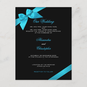 Faire-part 2 de mariage de ruban de turquoise