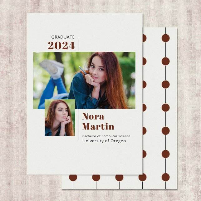 Faire-part 2 Diplôme du Collège photo Auburn Cream (Créateur téléchargé)