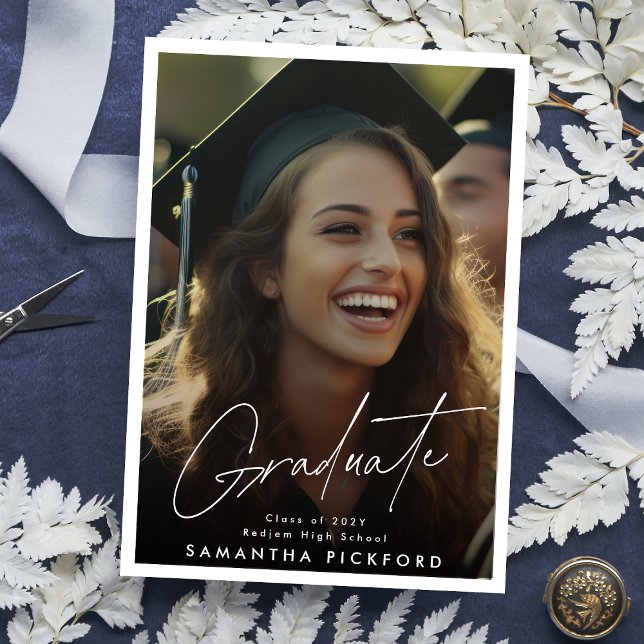 Faire-part 2 faces Photo Lycée 2024 Graduation (Créateur téléchargé)