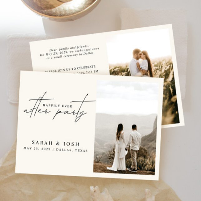 Faire-part 2 Photo Heureusement Jamais Après La Réception De  (Easily personalize these cream wedding reception invites with your photos and details!)