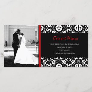 FAIRE-PART 311-CARTE DE PHOTO DE MARIAGE EN DAMAS ROUGE