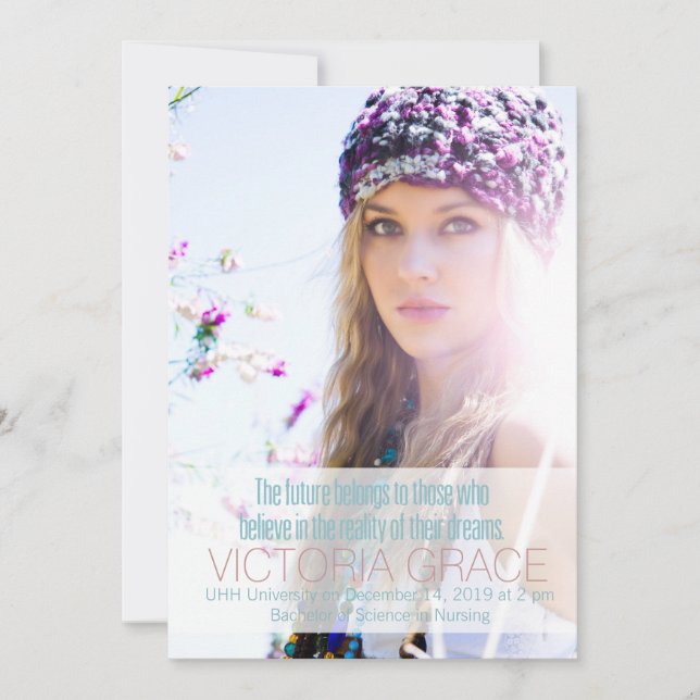 Faire-part 311 Turquoise L'avenir appartient à ces diplômés (Devant)