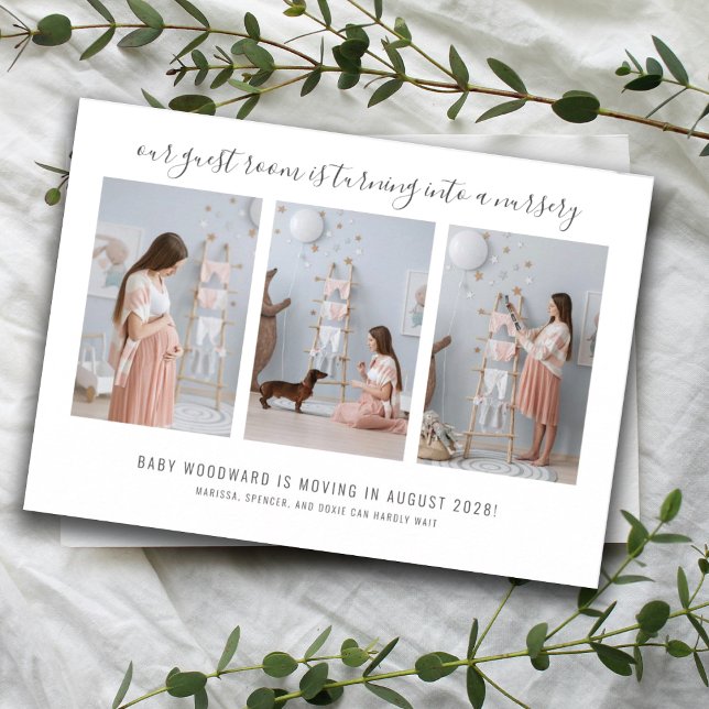 Faire-part 3 photo Collage rose Grossesse (Créateur téléchargé)