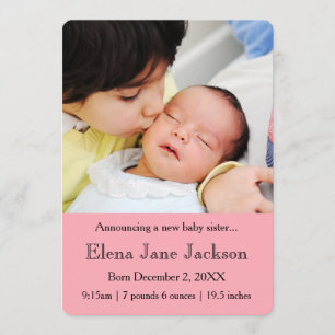 Faire-part 3x5 Frère annonçant le rose de naissance de soeur