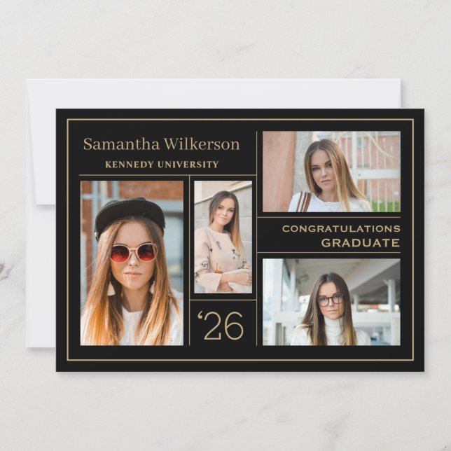 Faire-part 4 Photo Collage Fêtes Diplômés Ajouter Chaque Anné (Devant)