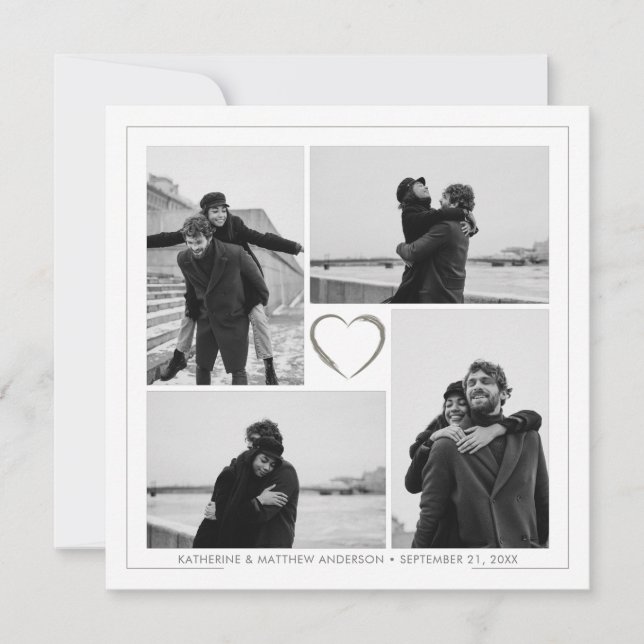 Faire-part 4 photos en collage Anniversaire de mariage Nom &  (Devant)