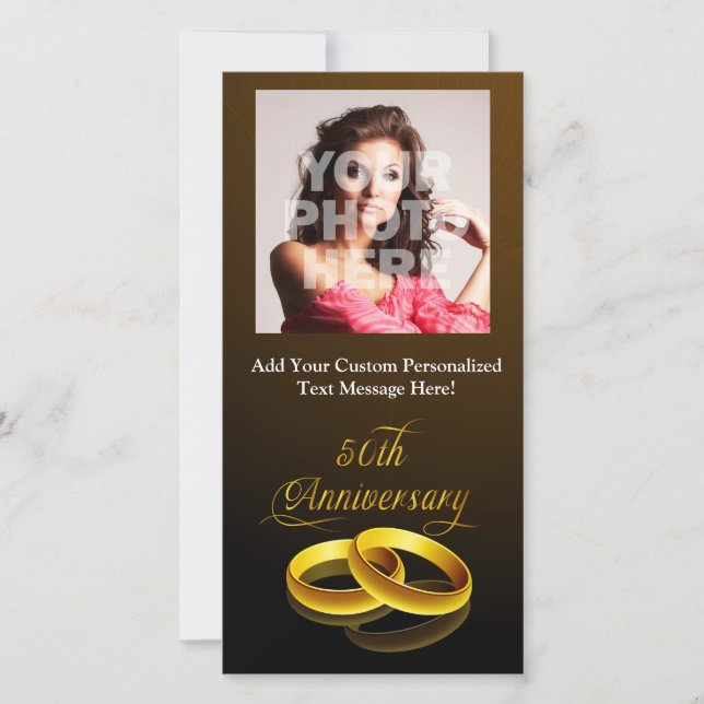 Faire-part 50e anniversaire | Écriture dorée (Devant)