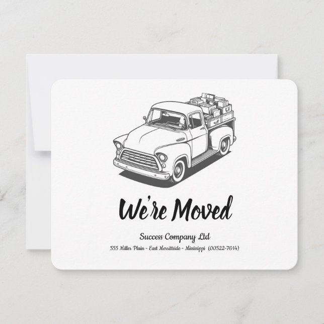 Faire-part 50's Truck B&W Personnaliser l'adresse du bureau (Devant)