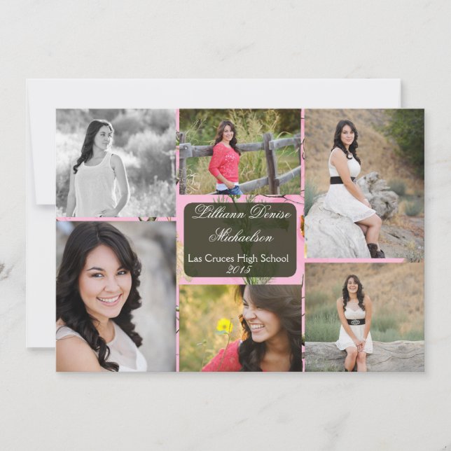 Faire-part 5x7 Chasseurs roses Camo Camoufla Senior Faire-par (Devant)