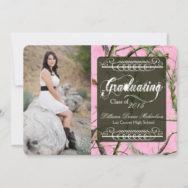 Faire-part 5x7 Chasseurs roses Camo Camoufla Senior Faire-par (Devant)