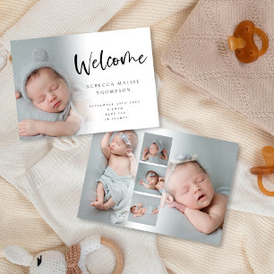 Faire-part 6 Photo Baby Girl Script Bienvenue naissance