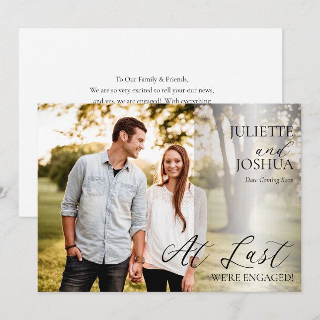 Faire-part À Dernier nous sommes engagés Fiançailles photo (Devant / Derrière)