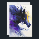 Faire-part Abstract Watercolor Black Horse Portrait<br><div class="desc">Mystic abstract watercolor portrait of a powerful black horse,  flowing in deep shades of purple with luminous golden accents.</div>