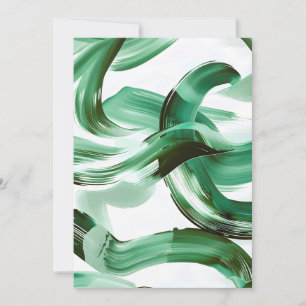 Faire-part Abstrait Traits de Pinceau Vert Minimal Moderne