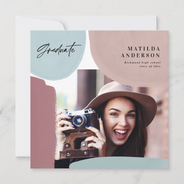 Faire-part Abstraite fête de graduation multicolore (Devant)